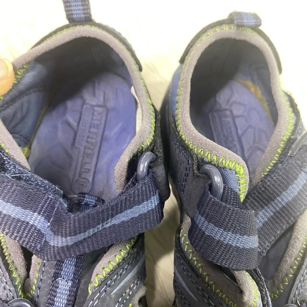 Merrell Hydro Hiker Kids Leather Hiking Shoes Childs Water Pool Sandals Blue 13